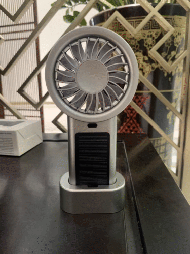 Mros Solar-Powered Handheld Desktop Fan, Portable, Outdoor USB Rechargeable for Summer. photo review