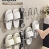 Suction Cup Balcony Slipper Rack Bathroom No-Drill Rotating Shoe Storage Wall-Mounted Foldable Drain Rack (PACK OF 4)