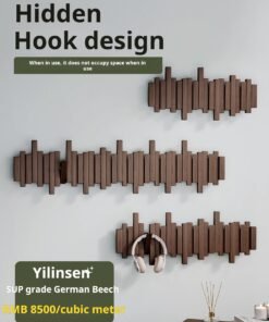 Piano Key Coat Rack Solid Wood Wall Hook Bedroom Hallway Entryway Storage No Drilling Required Coat Rack