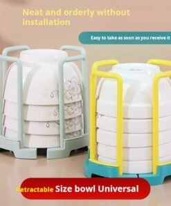 Home Use Retractable Bowl Rack Kitchen Cupboard Bowl Plate Bowl Basin Drain Rack Tabletop Plate Rice Bowl Storage Shelf (PACK OF 4)
