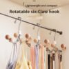 360ยฐ Rotatable Wardrobe Hooks Home Use Simple Multi-Function Storage Tool Dormitory Daily Use Six-Prong Hooks (PACK OF 3)