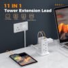 Tower Extension Plug with USB Type C Multi Plug Extension Socket Safety Mark Surge Protector