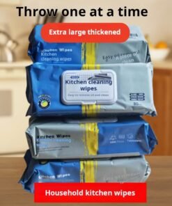 Powerful Kitchen Cleaning Wipes – Extra Large & Thick Degreasing Wet Cloths for Household & Range Hood