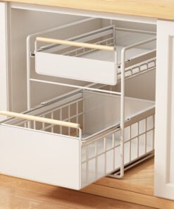 Under-Sink Kitchen Storage Rack – Multifunctional Pull-Out Cabinet Organizer for Spices, Bowls & Dishes