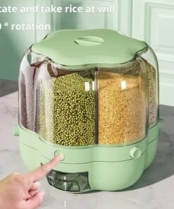 “Rotating Airtight Grain & Rice Storage Box – Multi-Compartment, Pest-Proof, Moisture-Resistant, Food-Grade”
