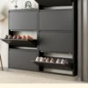“12cm Ultra-Thin Steel Flip Shoe Cabinet – Wall-Mounted, Floating, Minimalist Entryway Storage for Small Spaces”